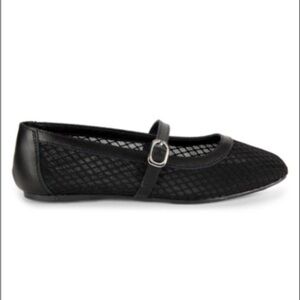 NEW SAKS FIFTH AVENUE Brynn Leather & Mesh Black Flats